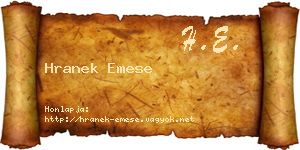 Hranek Emese névjegykártya
